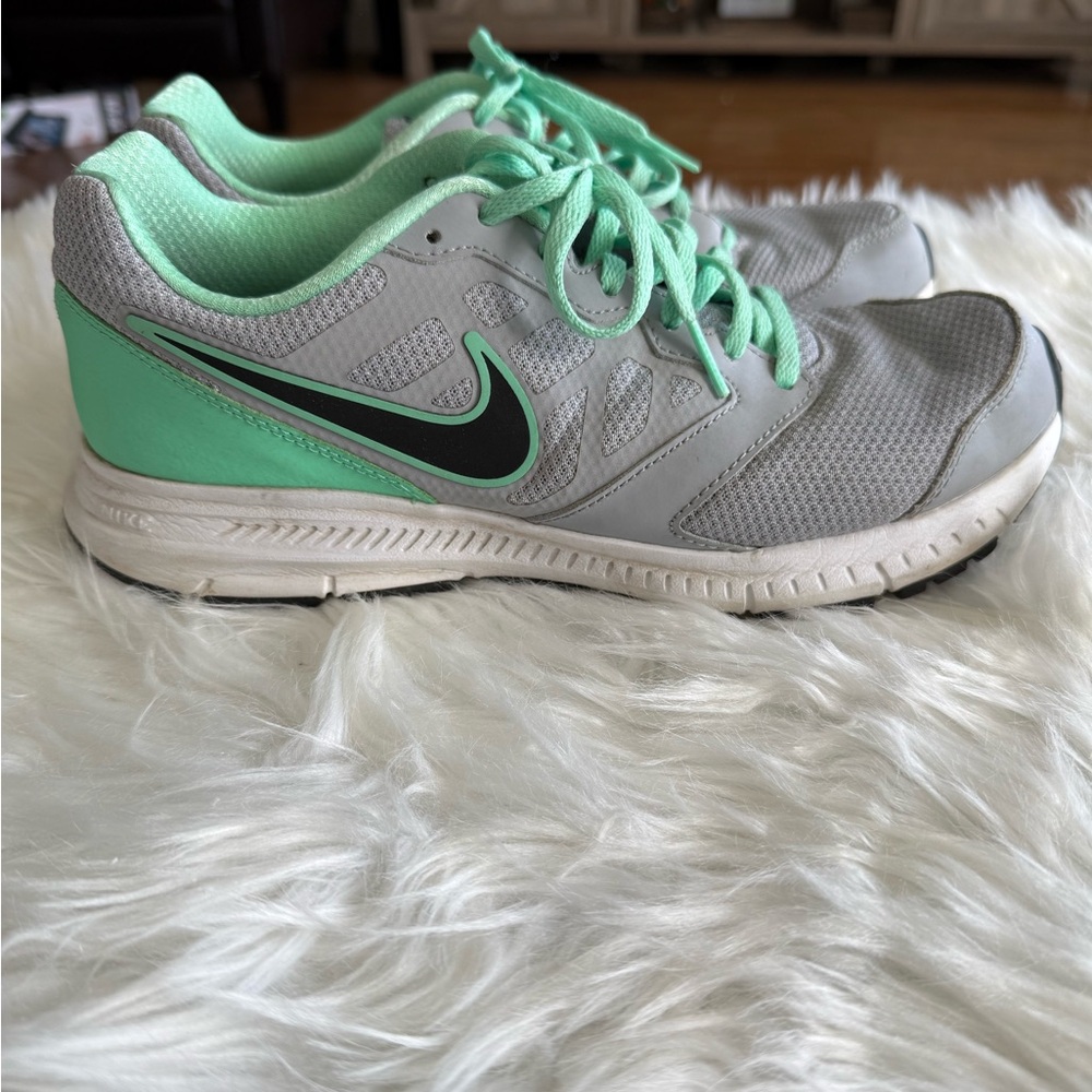 Nike | Women’s Size 10 Nike Downshifter 6 Sneakers in Gray and Teal, Black Swoop